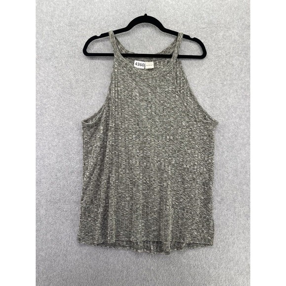 Kaileigh Women's Tank Open Slit Back Sleeveless Taupe Size Large Ribbed - Picture 1 of 7